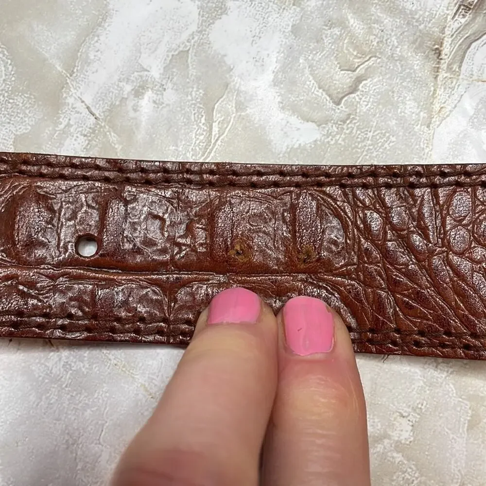Vintage 80’s cowhide with croco grain octagonal buckle belt